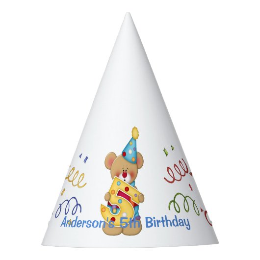 Cute Birthday Beer Age 5 Party Pet Feesthoedjes (Voorkant)