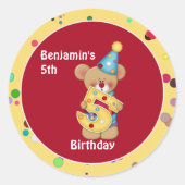 Cute Birthday Beer Age 5 Ronde Sticker (Voorkant)