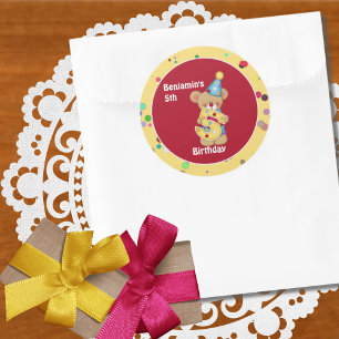 Cute Birthday Beer Age 5 Ronde Sticker