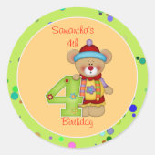 Cute Birthday Beer leeftijd 4 Ronde Sticker (Voorkant)