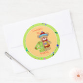 Cute Birthday Beer leeftijd 4 Ronde Sticker (Envelop)