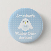 Cute Birthday Boy Winter Onederland Owl Ronde Button 5,7 Cm (Voorkant)