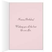 Cute Birthday Bunny & Flowers on Light Pink (Binnen (Rechts))