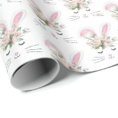 Cute Birthday Bunny met Flowers Cadeaupapier (Rol Hoek)