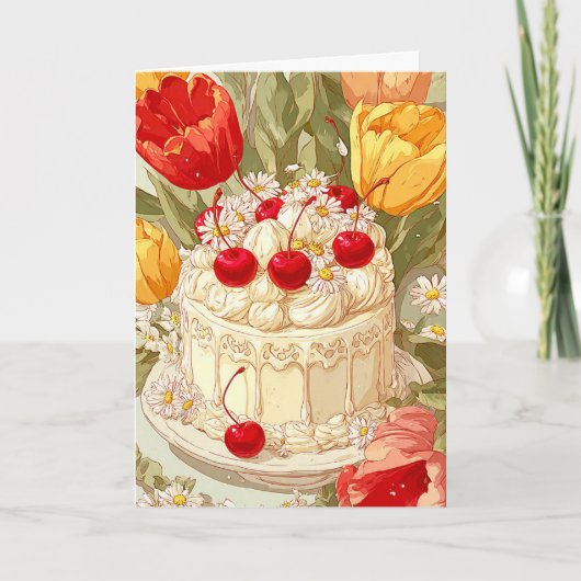 Cute Birthday Cake Celebration Card Kaart (Voorkant)