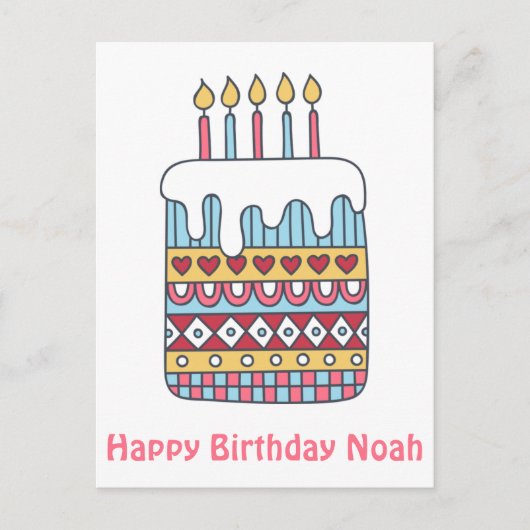Cute Birthday Cake - Colorful Kinderen Birthday Po Briefkaart (Voorkant)