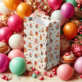 Cute Birthday Cakes Gift Bag Medium Cadeauzakje