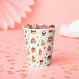 Cute Birthday Cakes Paper Party Cups Papieren Bekers