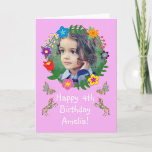 Cute Birthday Card Kinder Butterflies Unicorns Fot Kaart