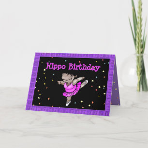 Cute Birthday Card met Hippo Ballerina Kaart