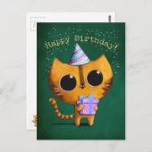 Cute Birthday Cat Briefkaart (Voorkant / Achterkant)
