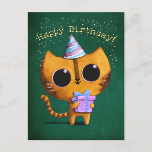Cute Birthday Cat Briefkaart (Voorkant)