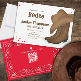 Cute Birthday Cowboy Rodeo QR Code Social Media Kaart