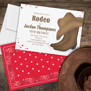 Cute Birthday Cowboy Rodeo Simple Red Bandana Kaart