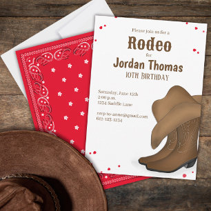 Cute Birthday Cowboy Rodeo Simple Red Bandana Kaart