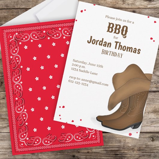 Cute Birthday Cowboy Rodeo Simple Red Bandana Kaart