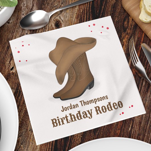 Cute Birthday Cowboy Rodeo Simple Red Bandana Servet