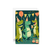 Cute Birthday Crocodiles Flat Wenskaart Kaart (Voorkant / Achterkant in situ)