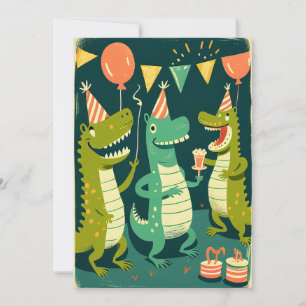 Cute Birthday Crocodiles Flat Wenskaart Kaart