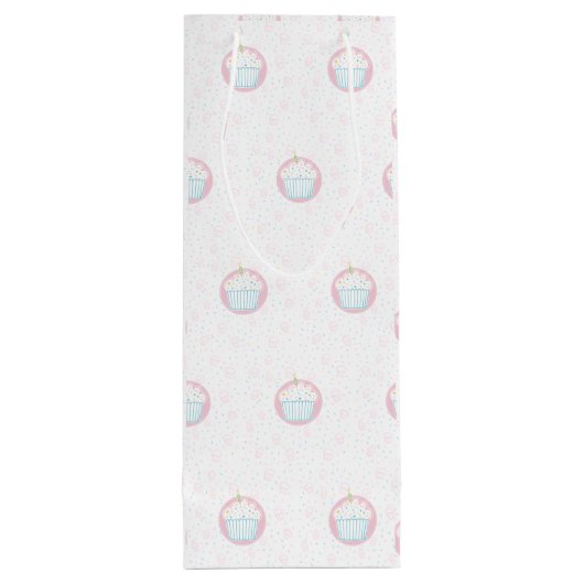 Cute Birthday Cupcake with Candle Wijn Cadeautas (Achterkant)