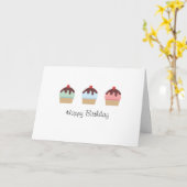 Cute Birthday Cupcakes met diepvrieskleurig Kaart (Gele Bloem)