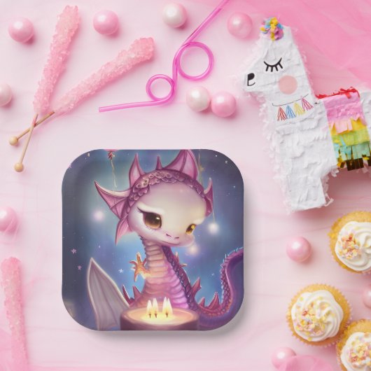 Cute Birthday Dargon Papieren Bordje (Feest)