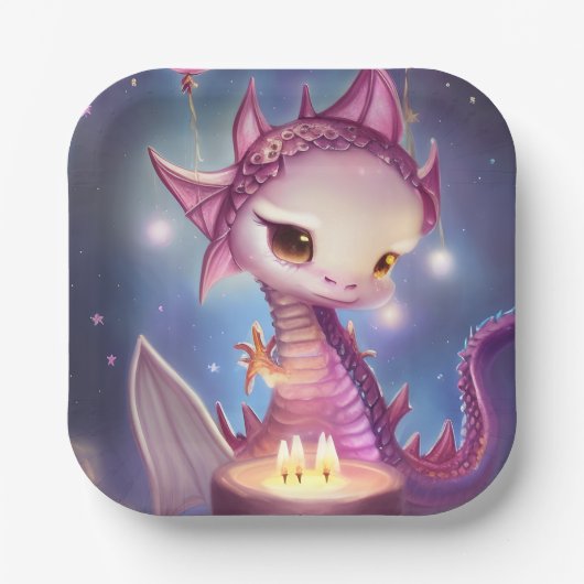 Cute Birthday Dargon Papieren Bordje (Voorkant)