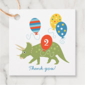 Cute Birthday Dinosaur Triceratops Custom Name Age Bedankjes Labels (Voorkant)