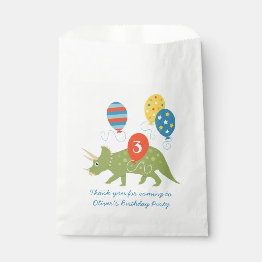 Cute Birthday Dinosaur Triceratops Custom Name Age Bedankzakje (Voorkant)