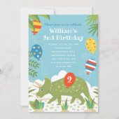 Cute Birthday Dinosaur Triceratops Custom Name Age Kaart (Voorkant)
