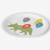 Cute Birthday Dinosaur Triceratops Custom Name Age Papieren Bordje (Gekanteld)