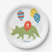 Cute Birthday Dinosaur Triceratops Custom Name Age Papieren Bordje (Voorkant)
