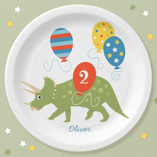 Cute Birthday Dinosaur Triceratops Custom Name Age Papieren Bordje
