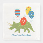 Cute Birthday Dinosaur Triceratops Custom Name Age Servet (Voorkant)