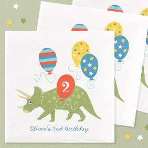 Cute Birthday Dinosaur Triceratops Custom Name Age Servet