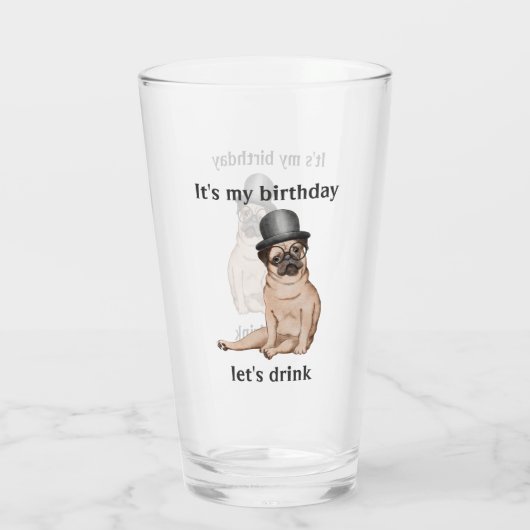 Cute Birthday Dog Glass Glas (Achterkant)