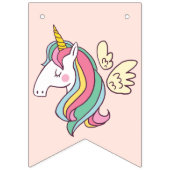 Cute Birthday Doodle Flying Rainbow Unicorn Vlaggetjes (Eerste vlag)