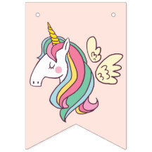 Cute Birthday Doodle Flying Rainbow Unicorn