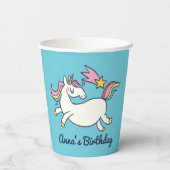 Cute Birthday Doodle Rainbow Unicorn and Stars Papieren Bekers (Achterkant)