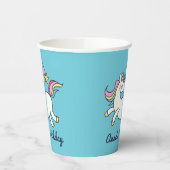 Cute Birthday Doodle Rainbow Unicorn and Stars Papieren Bekers (Links)