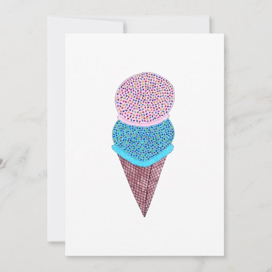 Cute Birthday Double Ice Cream in Cone Kaart (Voorkant)