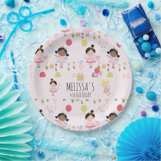 Cute Birthday Fairy Personalized Party Papieren Bordje (Feest)