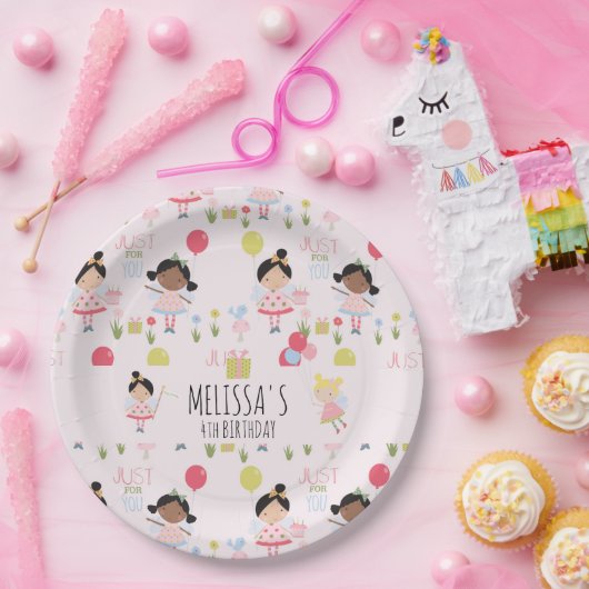Cute Birthday Fairy Personalized Party Papieren Bordje (Feest)