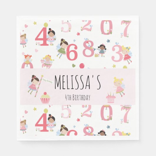 Cute Birthday Fairy Personalized Party Servet (Voorkant)