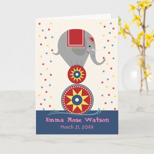 Cute Birthday for Child with Acrobat Elephant C Kaart (Gele Bloem)