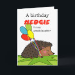 Cute Birthday for Granddaugher, Hedgehog, Balloons Kaart<br><div class="desc">Ik heb een birthday hedgie voor my granddaughter. De kaart van een birthday greeting-kaart is groot. Card features a hedgehog "hedgie" on the cover who is carrying colorful balloons to a birthday celebration. Hedgehog met een kleurenballoons (foto's). Change the lower text line on the cover as you like. Hedgehog themed...</div>