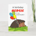 Cute Birthday for Granddaugher, Hedgehog, Balloons Kaart<br><div class="desc">Ik heb een birthday hedgie voor my granddaughter. De kaart van een birthday greeting-kaart is groot. Card features a hedgehog "hedgie" on the cover who is carrying colorful balloons to a birthday celebration. Hedgehog met een kleurenballoons (foto's). Change the lower text line on the cover as you like. Hedgehog themed...</div>