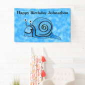 Cute Birthday glimlachend Cartoon Slak Blue Patter Spandoek (Insitu)