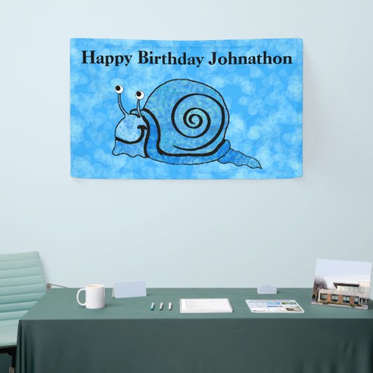 Cute Birthday glimlachend Cartoon Slak Blue Patter Spandoek (Beurs)