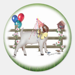Cute Birthday Goat Ronde Sticker